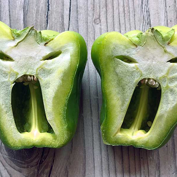 sliced pepper couple making mean faces
