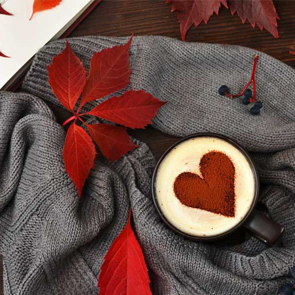 fall leaves, sweater, heart