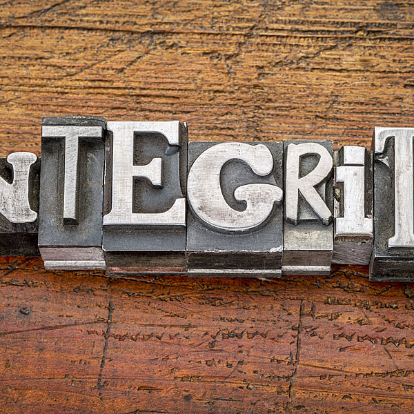 the word integrity spelled in letters