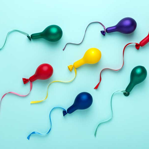 Balloons in the shape of sperm