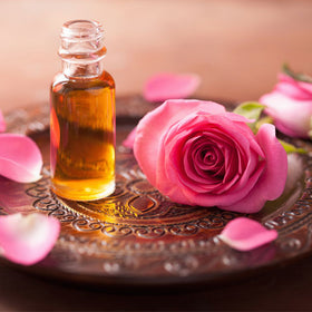 massage oil bottle with rose