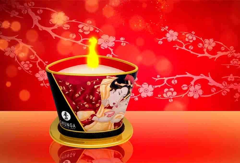 Shunga Sensual Massage Candle - Island Blossoms