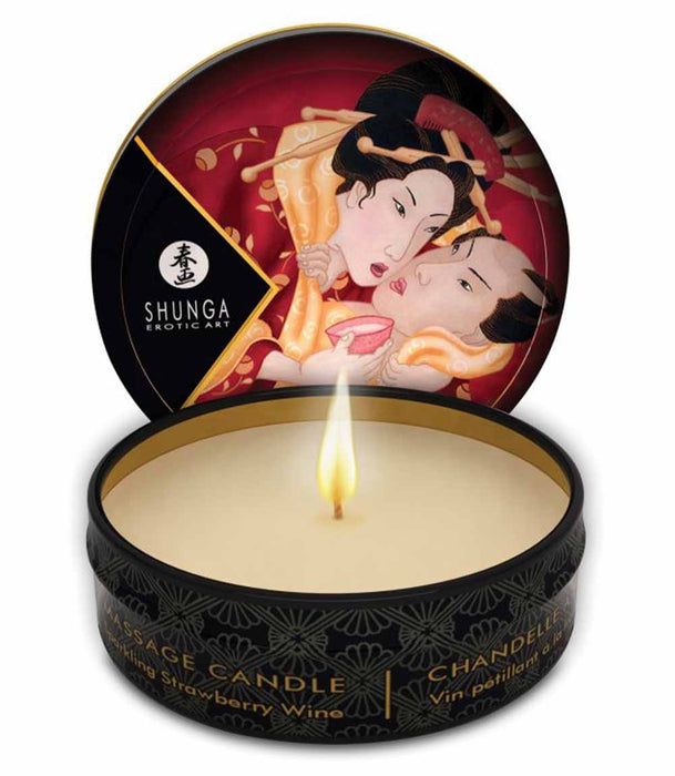 Shunga Romance Mini Massage Candle - Strawberry Wine