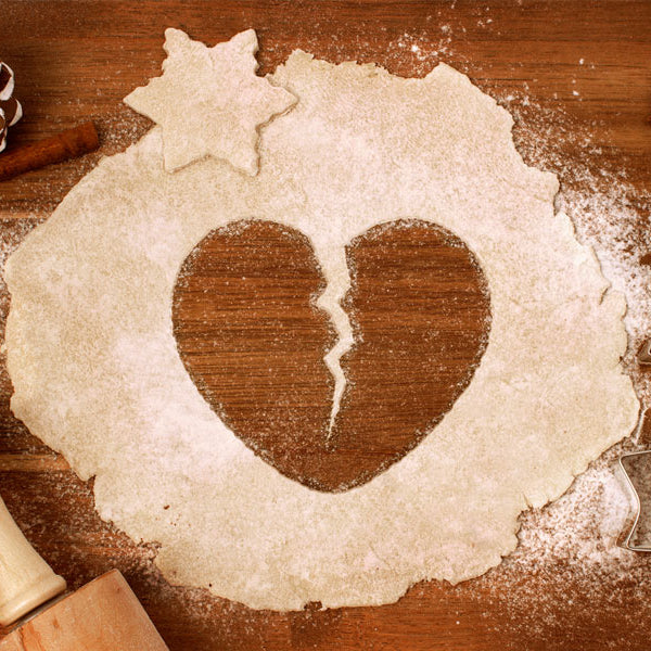 broken heart made with cookie dough