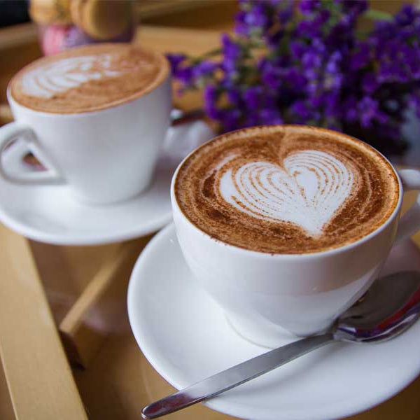 coffee date with hearts in cups