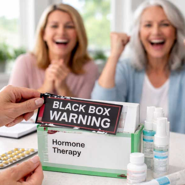 women cheering at black box warning being removed from hrt