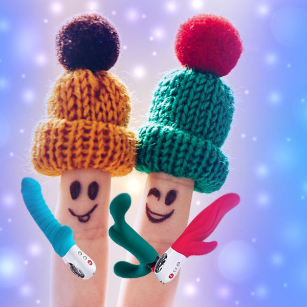 finger puppets with winter hats on holding sex toys for gift guide