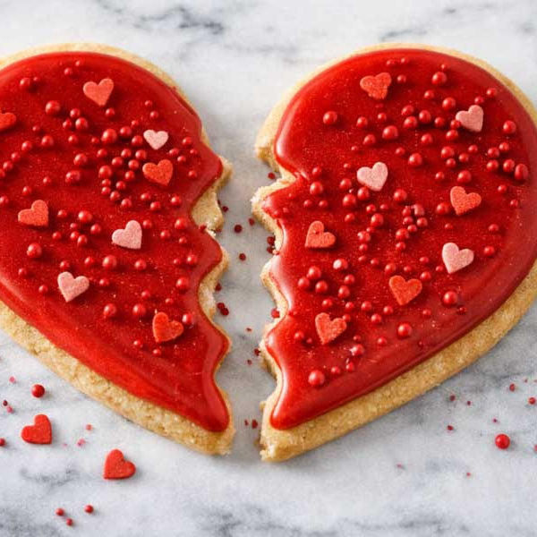 Broken red heart cookie