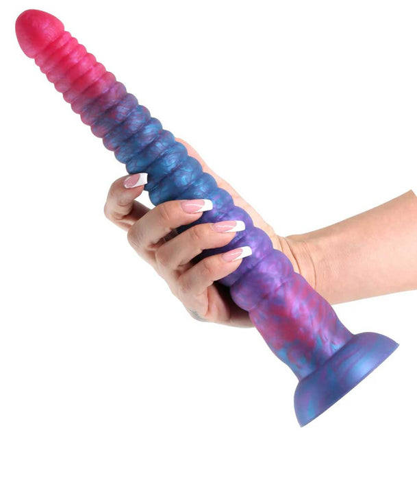 Colours Stacked Silicone Suction Cup Dildo - Pink & Blue