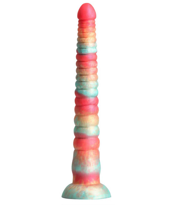 Colours Stacked Silicone Suction Cup Dildo - Red & Gold