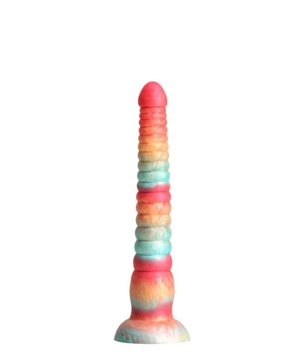 Colours Stacked Silicone Suction Cup Dildo - Red & Gold