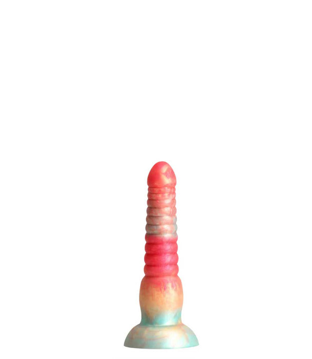 Colours Stacked Silicone Suction Cup Dildo - Red & Gold