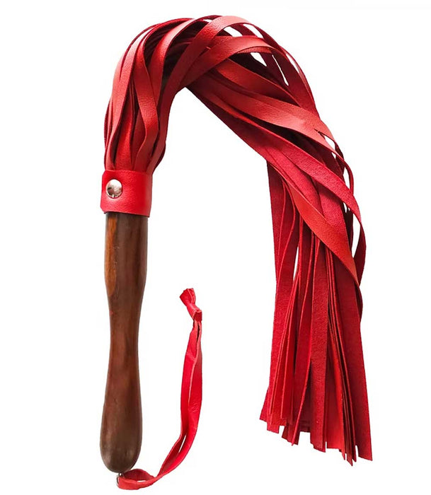 Rouge Wooden Handle Flogger Vegan Leather