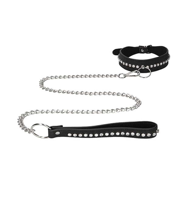 Diamond Studded Collar With Leash